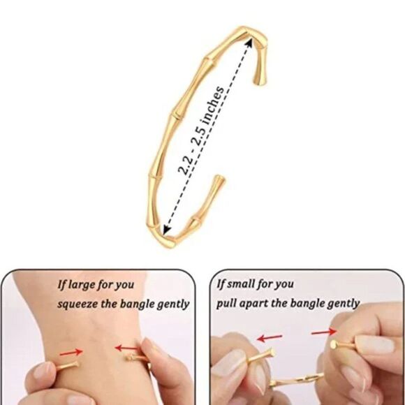 Gold Bar Bracelet for Women Simple Delicate Thin Cuff Bangle Hook Bracelet 18K - Picture 5 of 6